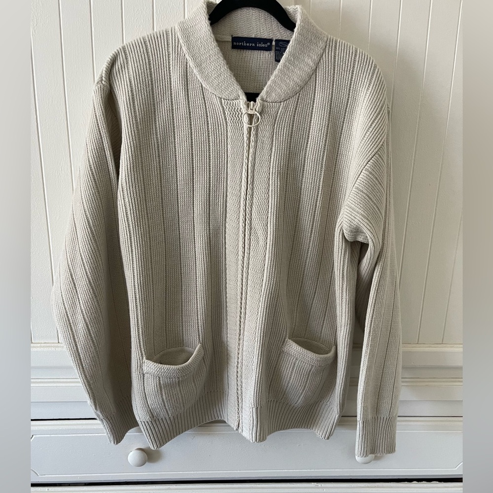 Men’s XXL Northern Isles Zip Up sweater Cream Beige Sweater Cardigan